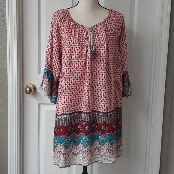 Umgee Dresses & Skirts - Umgee bell sleeve boho dress large NWOT